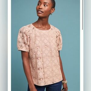 Anthropologie Maeve Lace Top‎ in Rose - Size XS